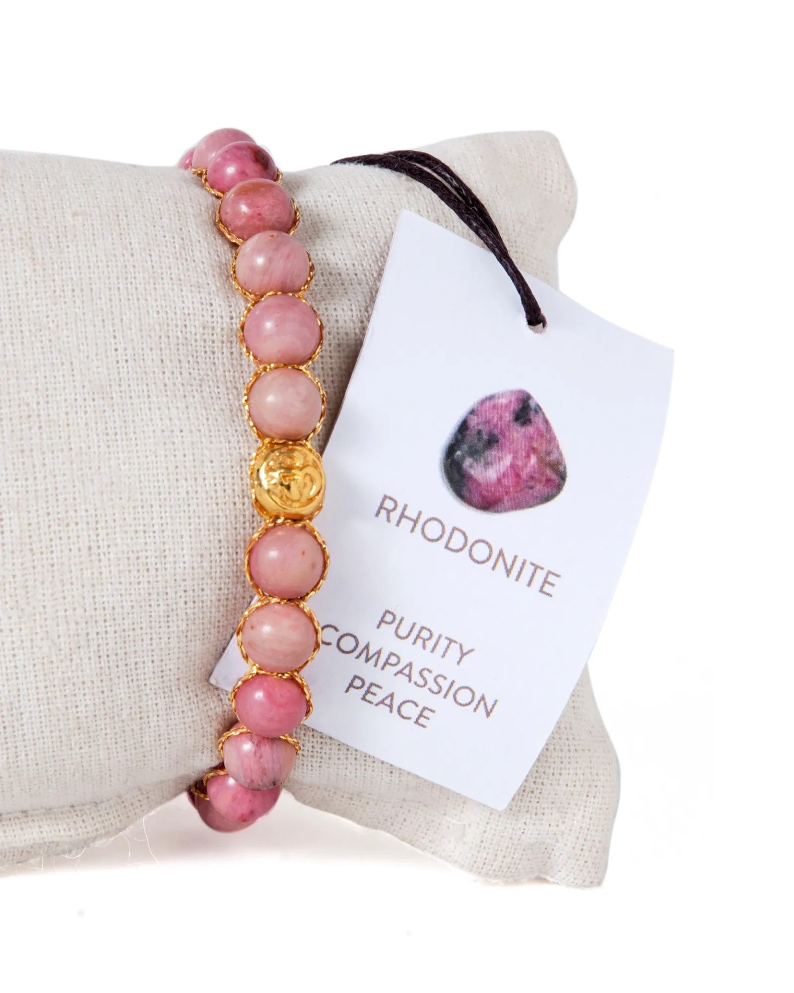 Rhodonite 6mm Bracelet | Gold