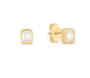 Roberto Coin 18K Yellow Gold Emerald Cut Diamond Bezel Studs