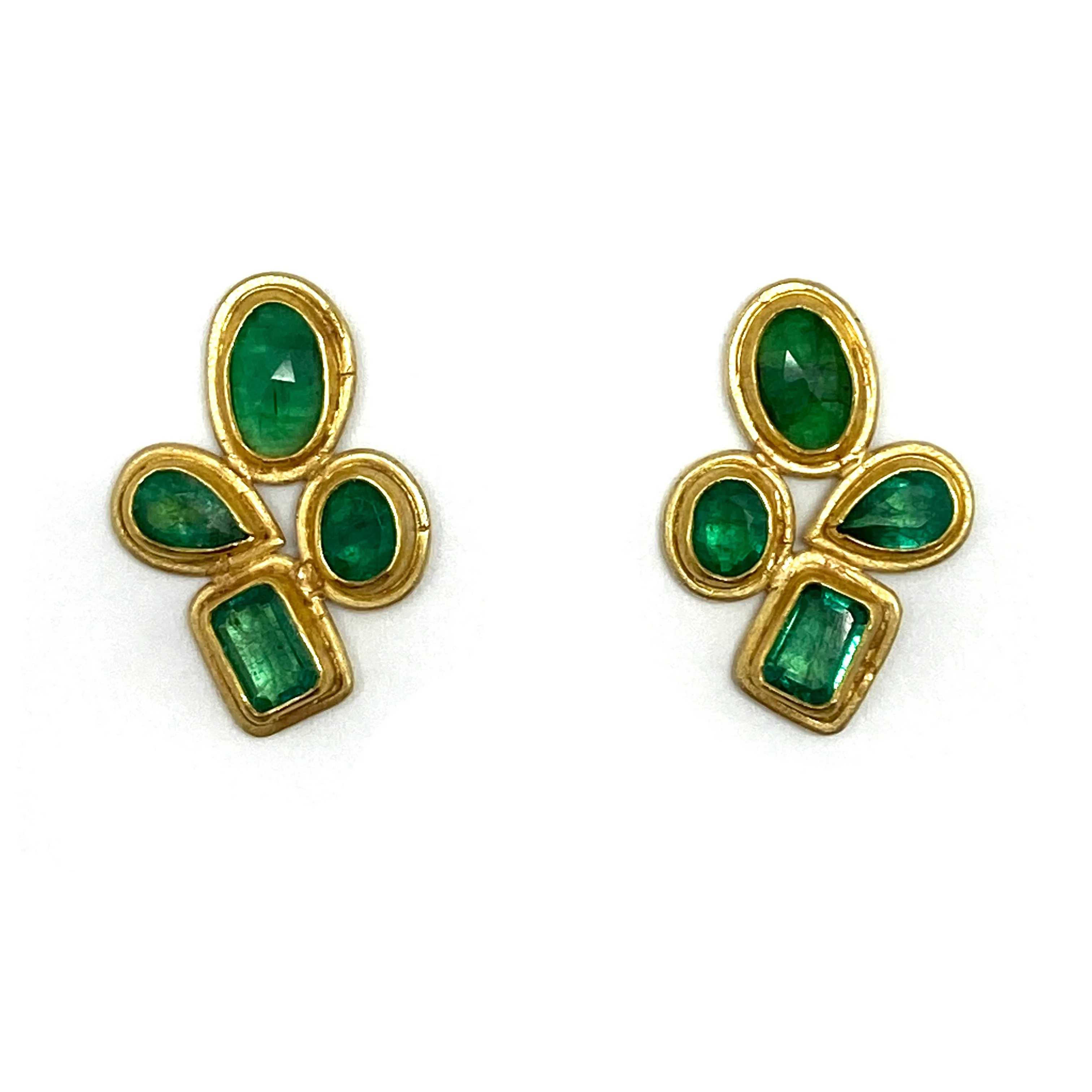 Rose Cut Emerald Stud Earrings