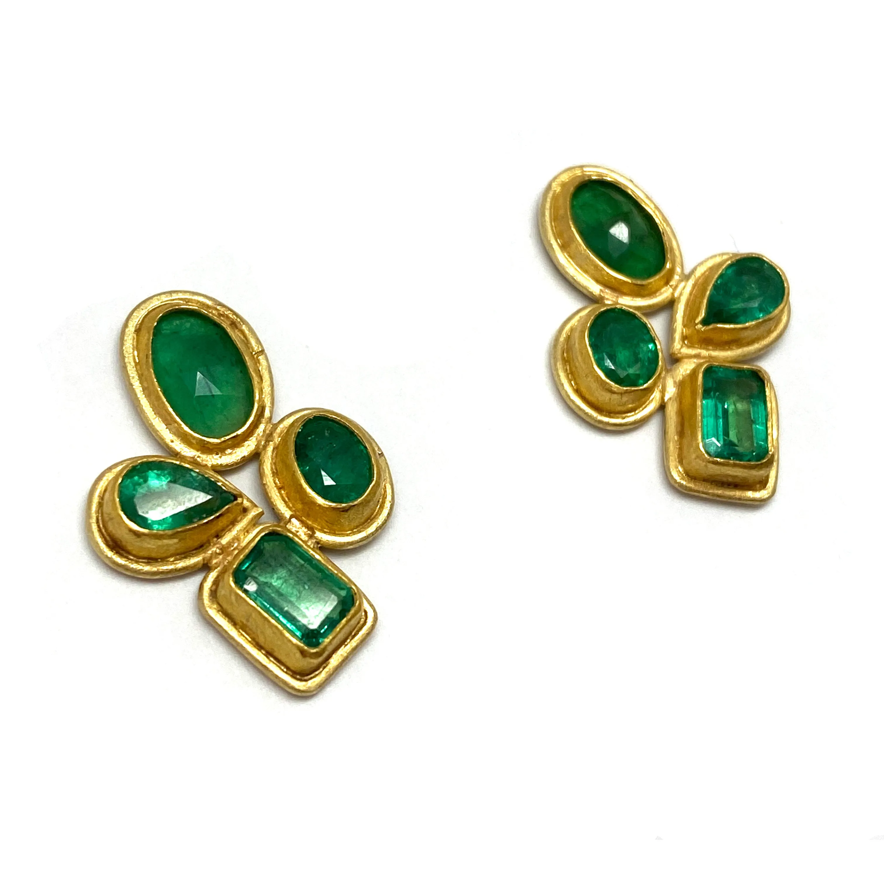 Rose Cut Emerald Stud Earrings
