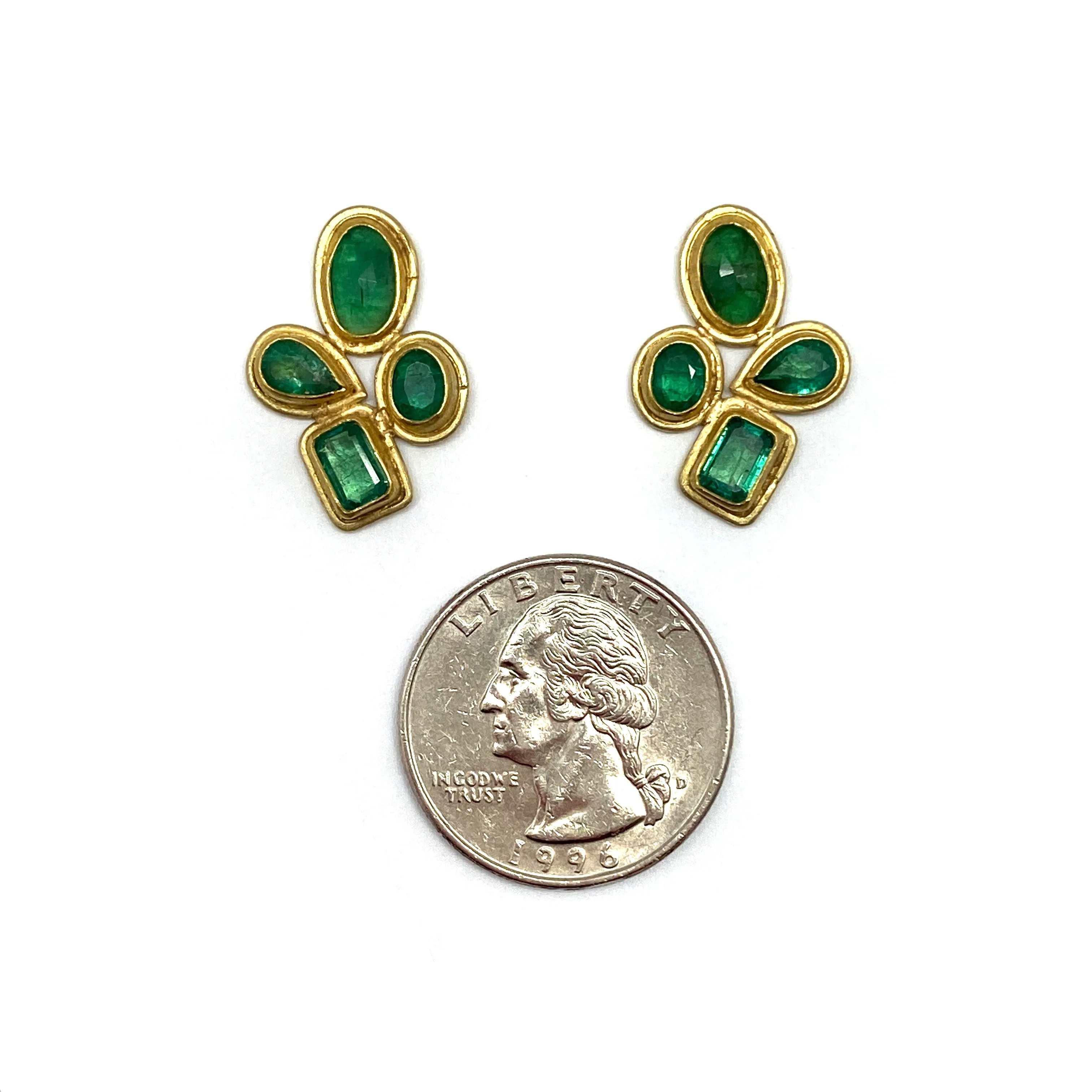 Rose Cut Emerald Stud Earrings