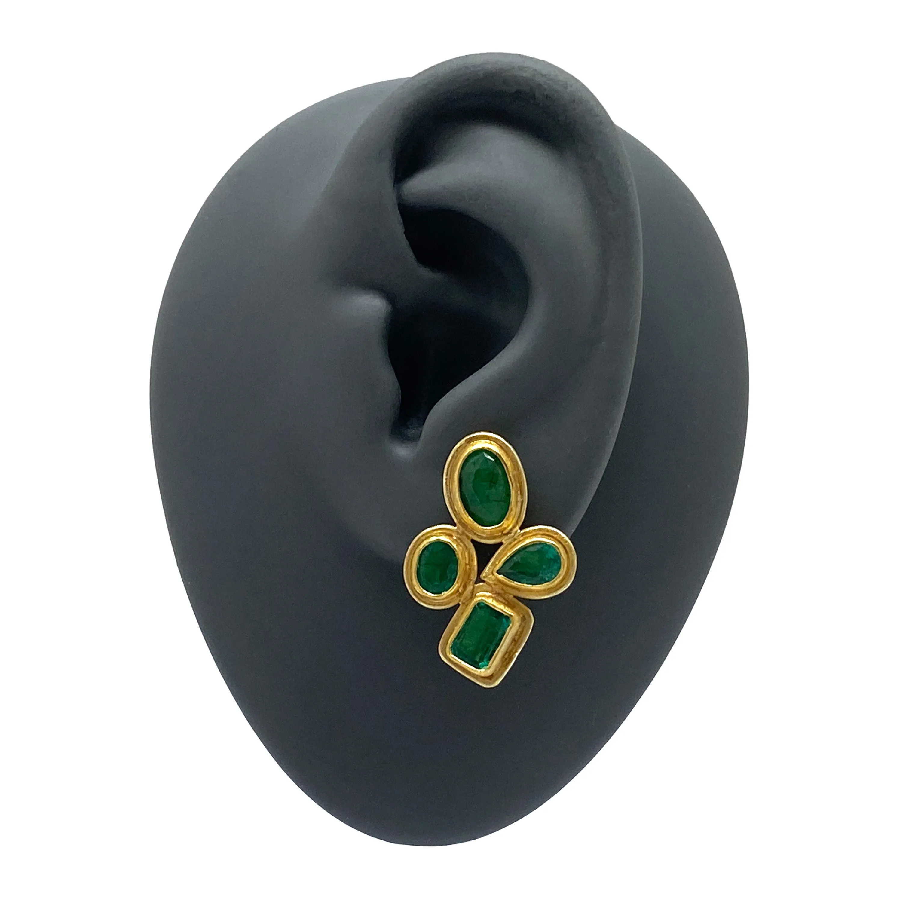 Rose Cut Emerald Stud Earrings