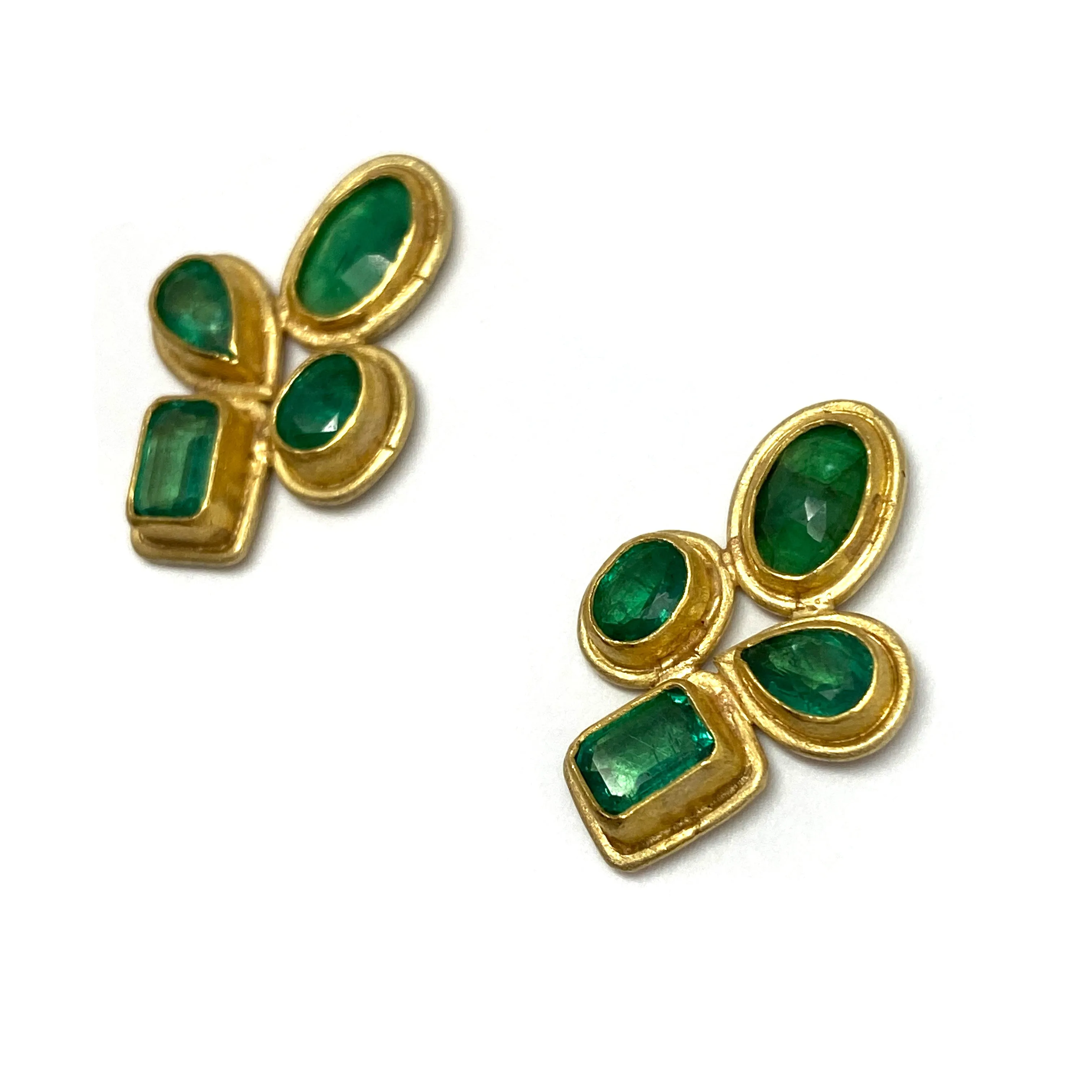 Rose Cut Emerald Stud Earrings