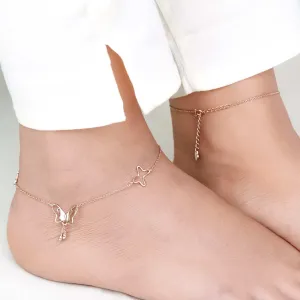Rose Gold Butterfly Charm Anklet