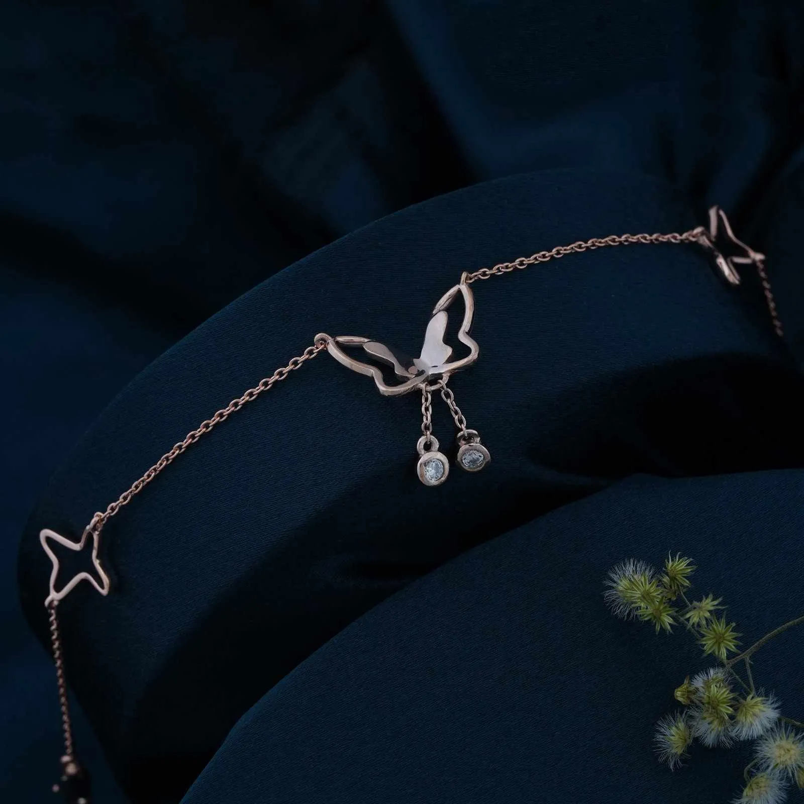 Rose Gold Butterfly Charm Anklet