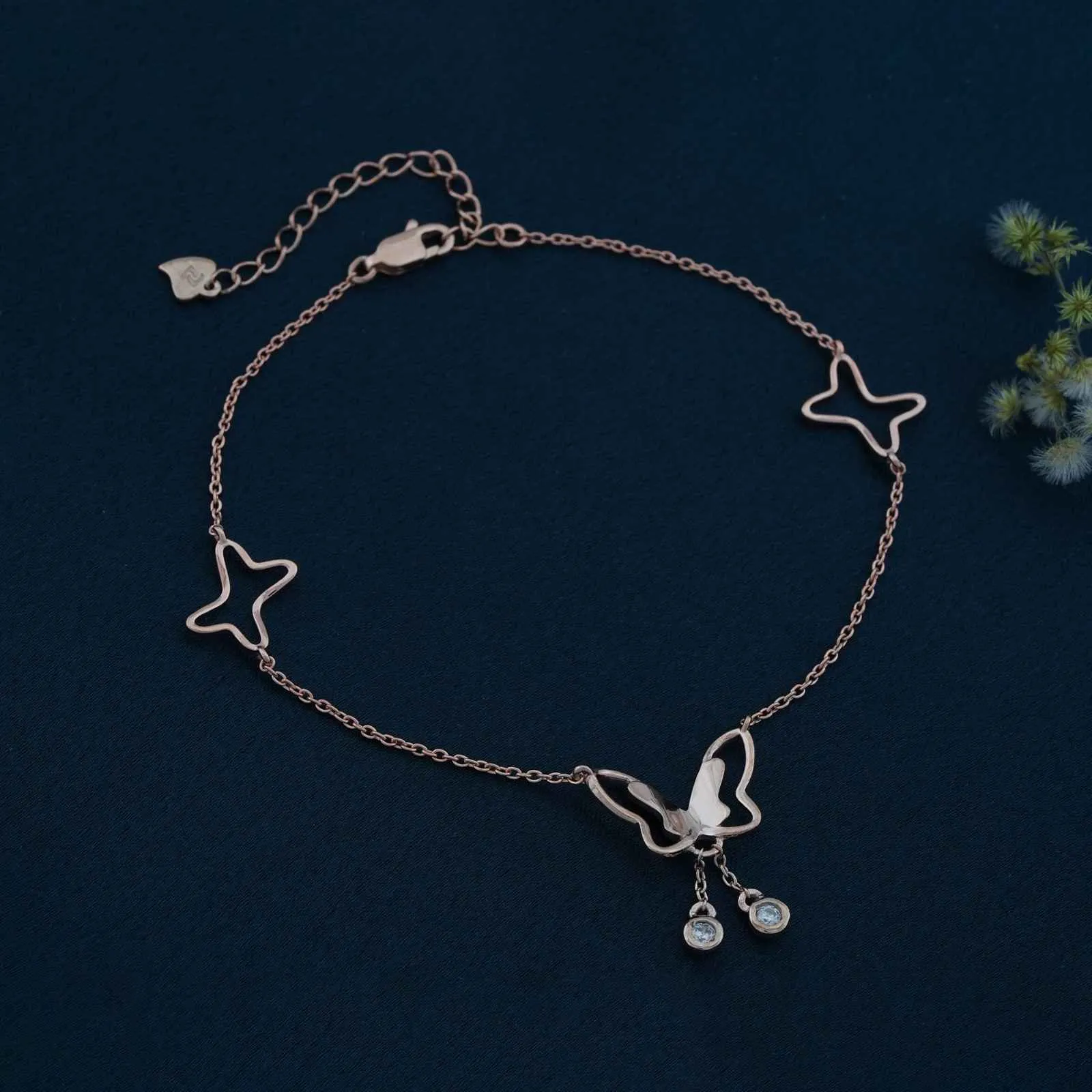 Rose Gold Butterfly Charm Anklet