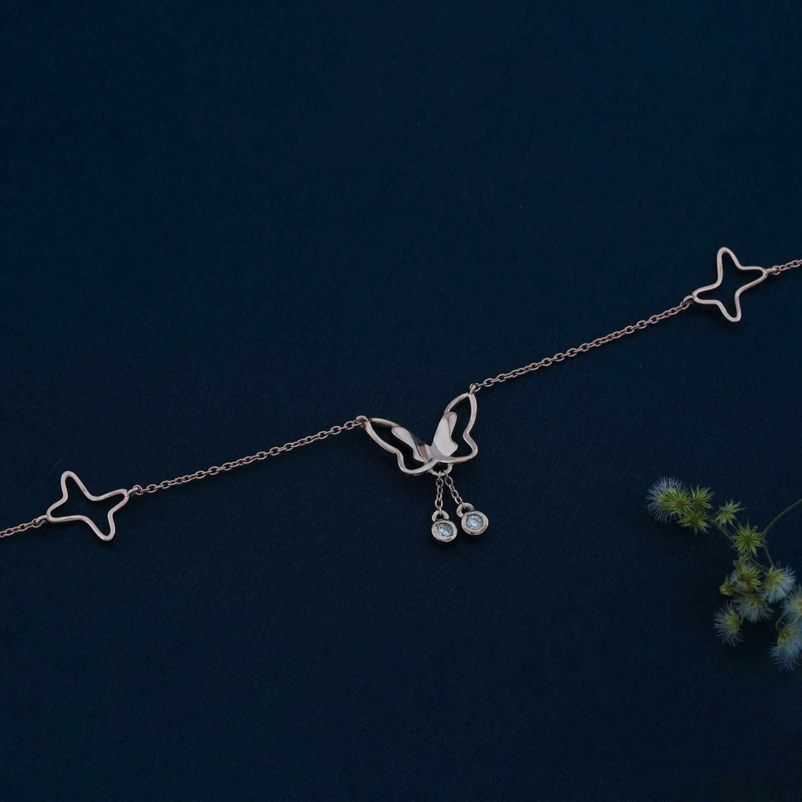 Rose Gold Butterfly Charm Anklet