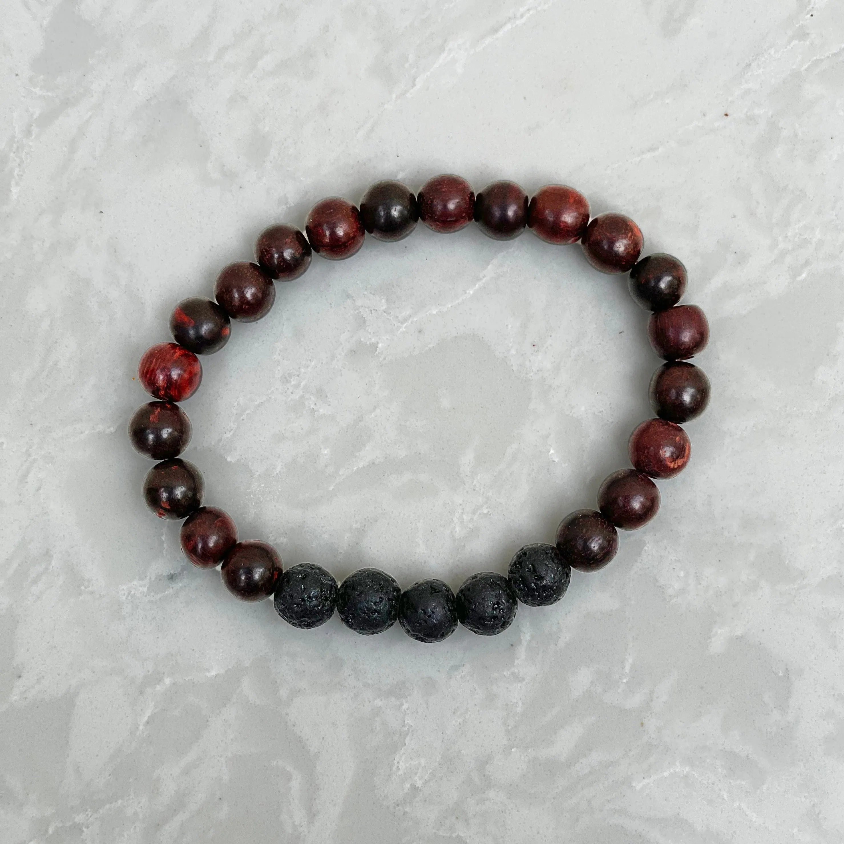 Rosewood and Lava Rock Bracelet