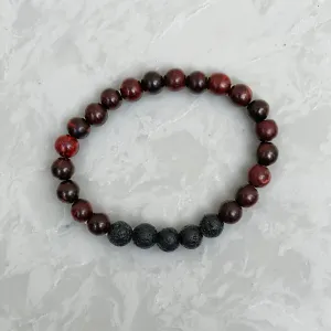Rosewood and Lava Rock Bracelet
