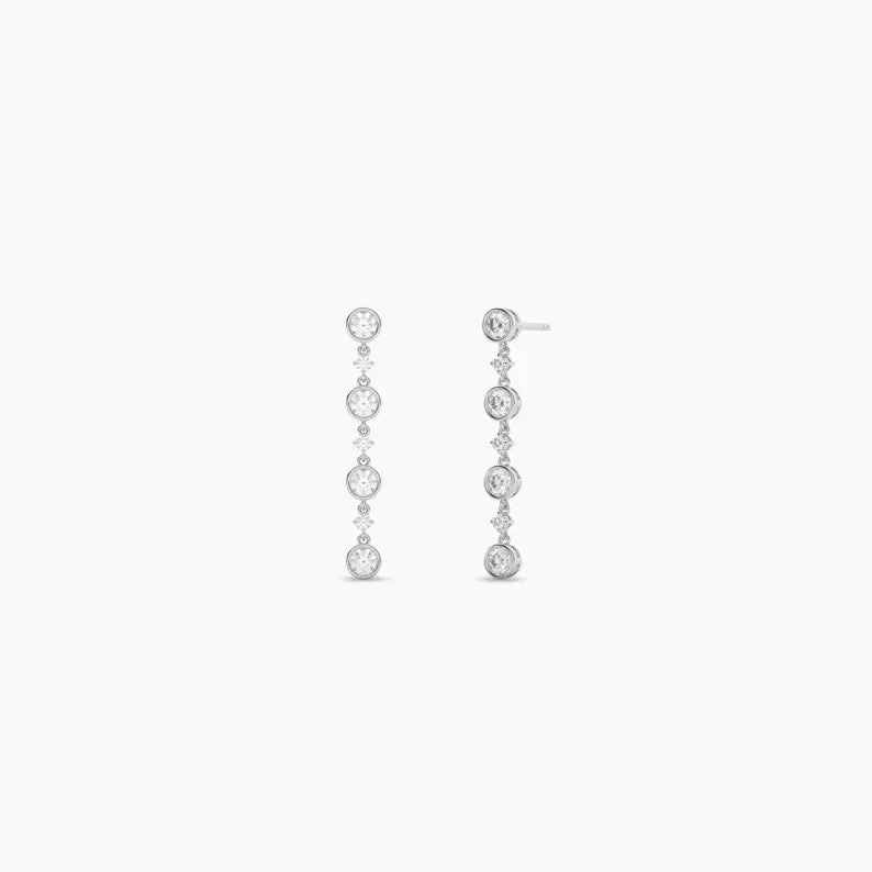 Round Cut Moissanite Diamond Drop Earrings For Women Screw back