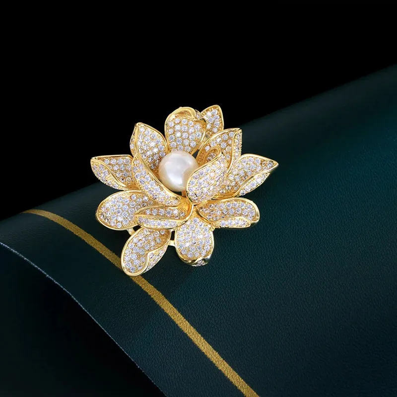 Sadira Crystal Lotus Brooch