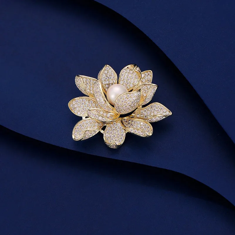 Sadira Crystal Lotus Brooch