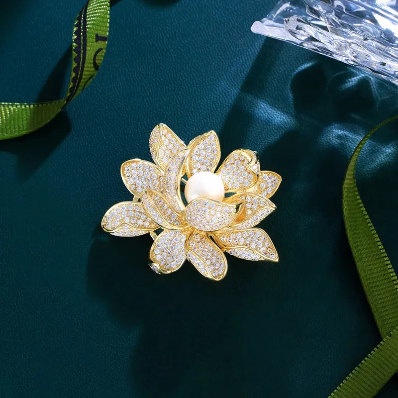 Sadira Crystal Lotus Brooch