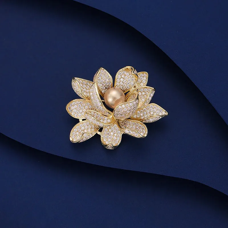 Sadira Crystal Lotus Brooch