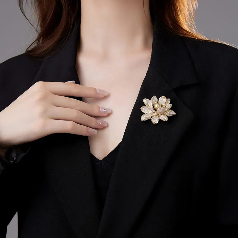 Sadira Crystal Lotus Brooch