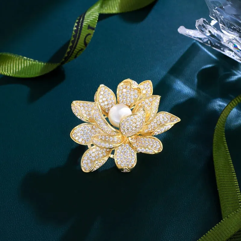 Sadira Crystal Lotus Brooch