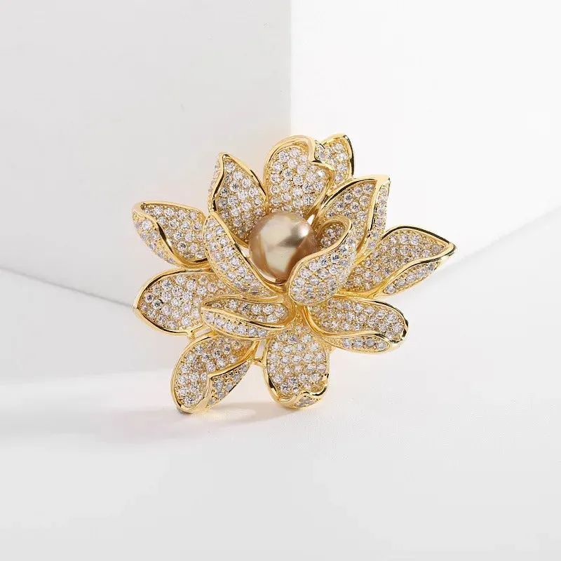 Sadira Crystal Lotus Brooch