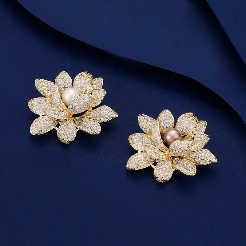 Sadira Crystal Lotus Brooch