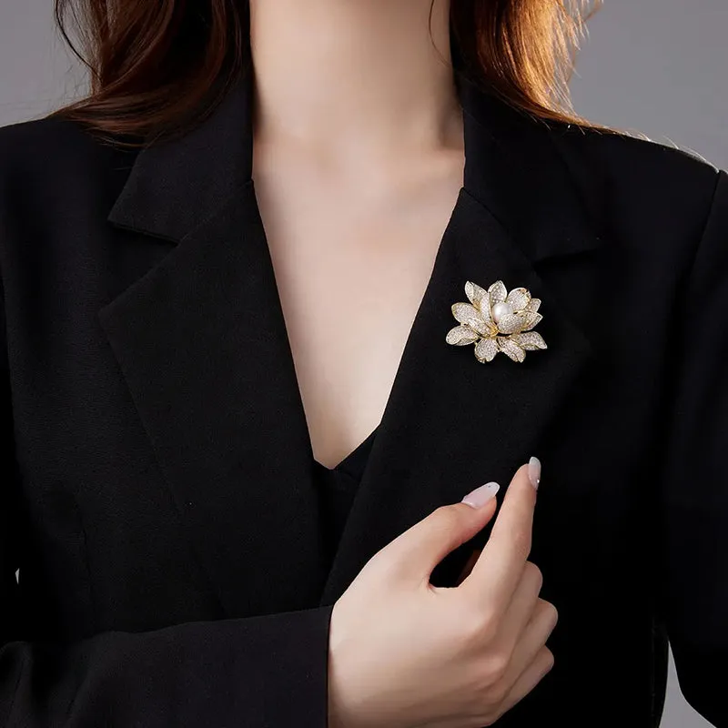 Sadira Crystal Lotus Brooch