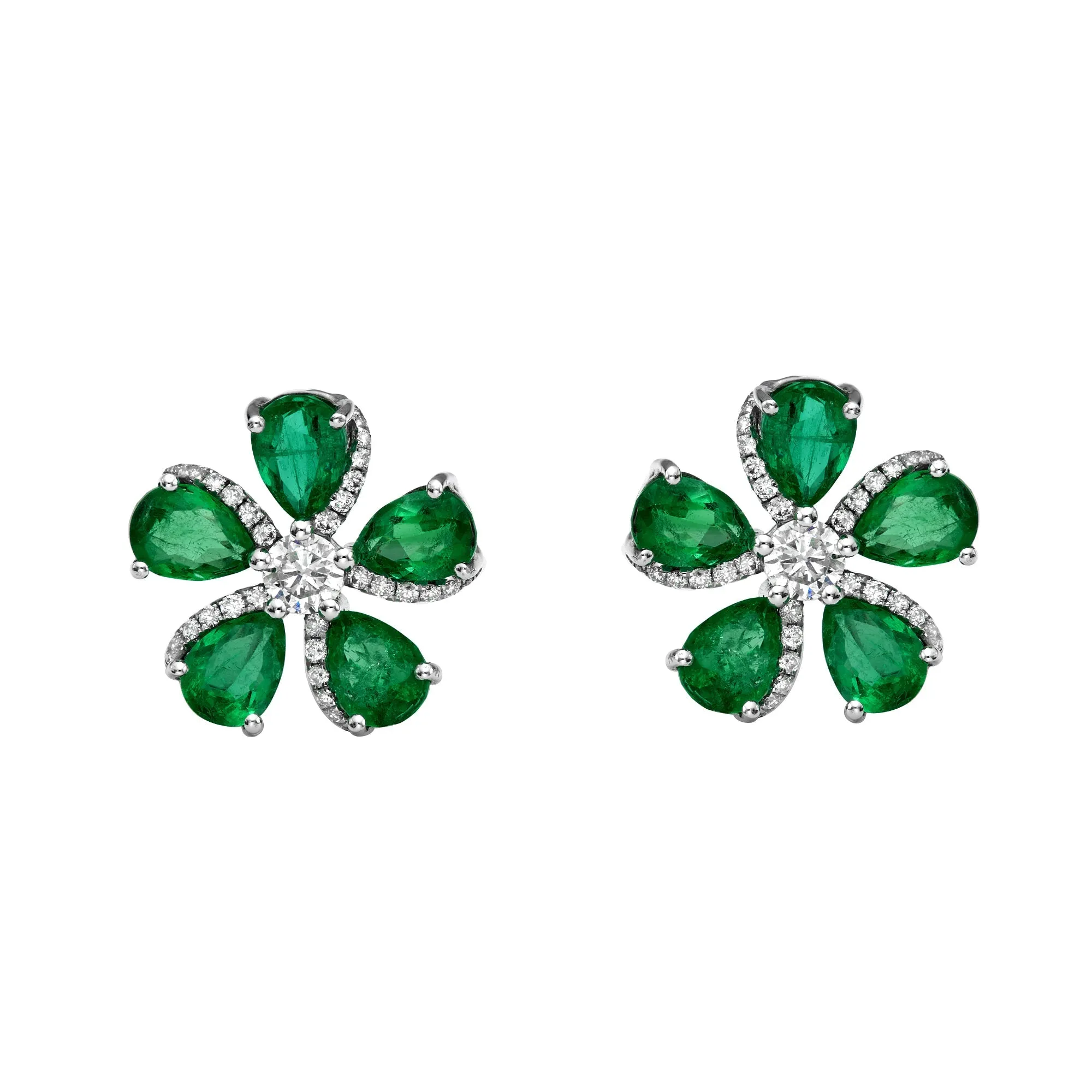 Sakura Emerald Flower Earrings