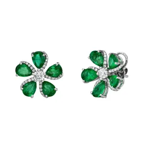 Sakura Emerald Flower Earrings