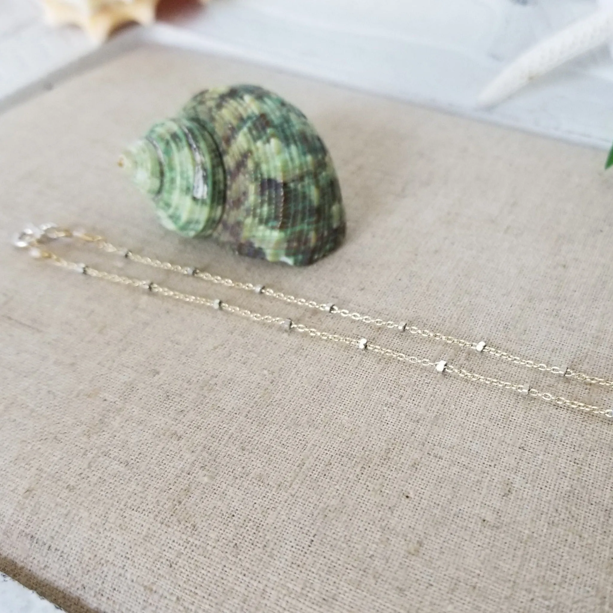 Satellite Chain Anklet - Sterling, Gold, or Two Tone