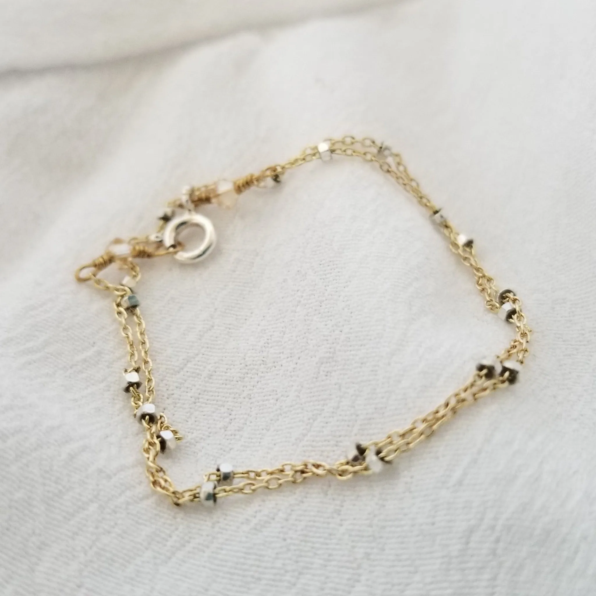 Satellite Chain Anklet - Sterling, Gold, or Two Tone