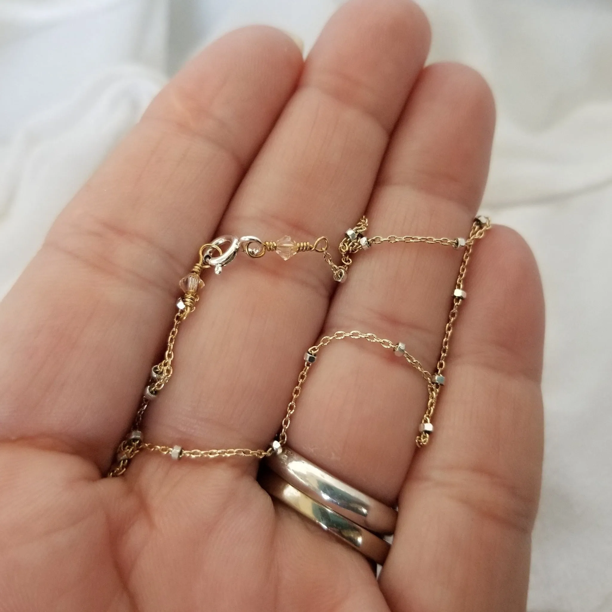 Satellite Chain Anklet - Sterling, Gold, or Two Tone