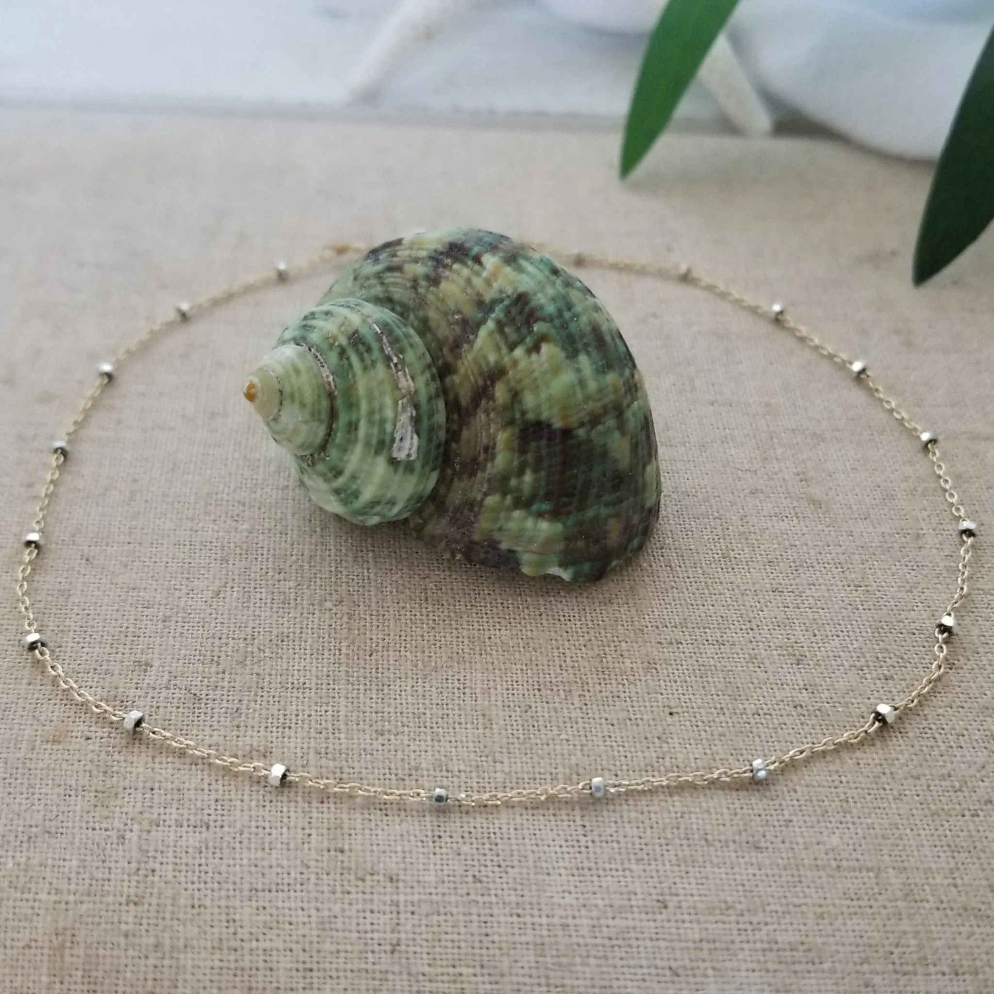 Satellite Chain Anklet - Sterling, Gold, or Two Tone