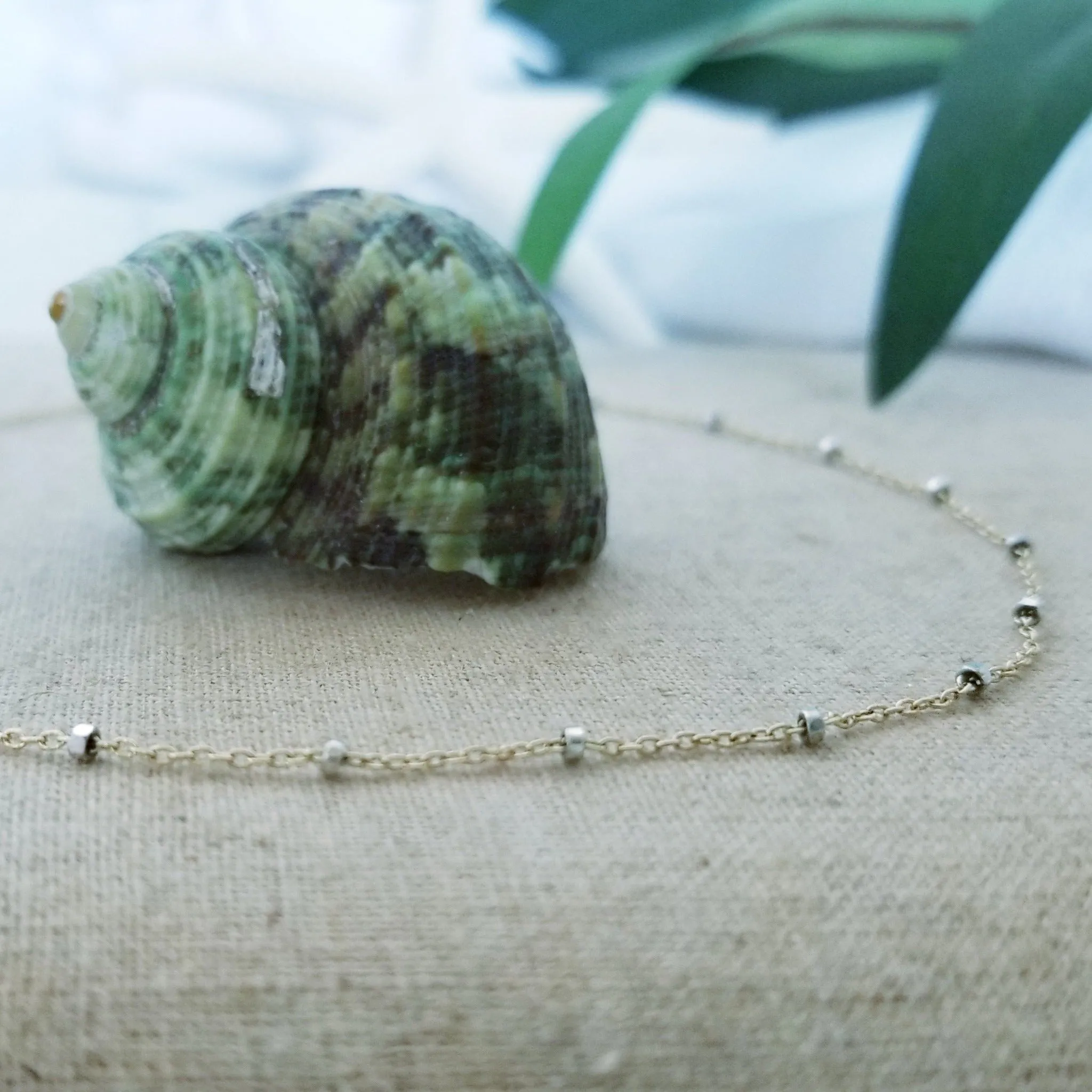 Satellite Chain Anklet - Sterling, Gold, or Two Tone