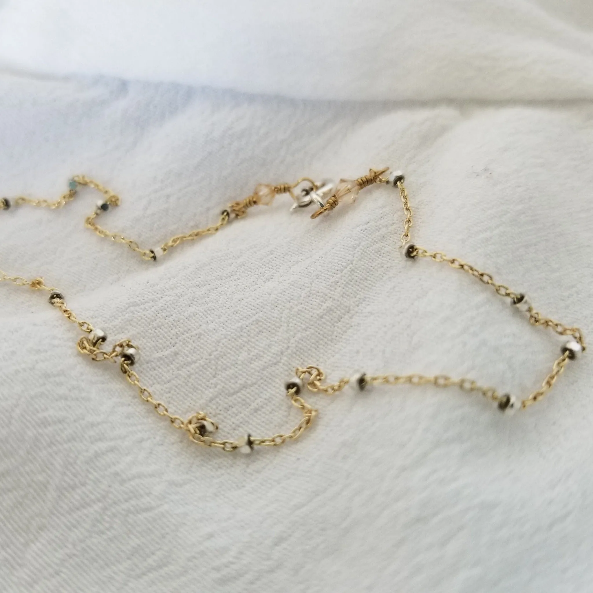 Satellite Chain Anklet - Sterling, Gold, or Two Tone