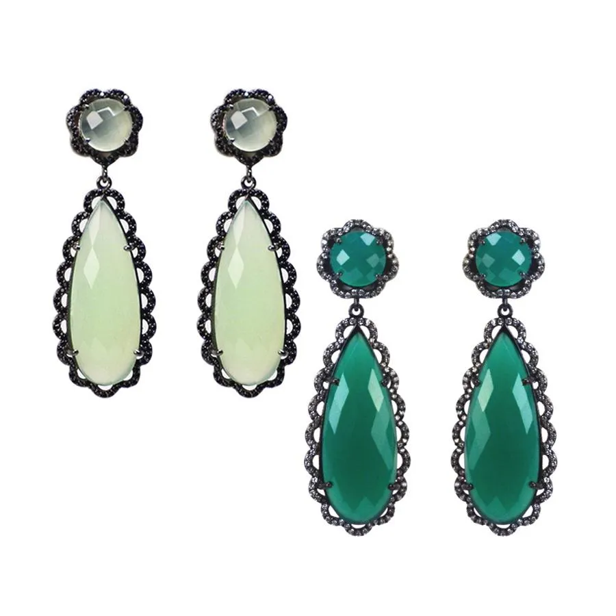 Scallop Earrings, Mint or Emerald