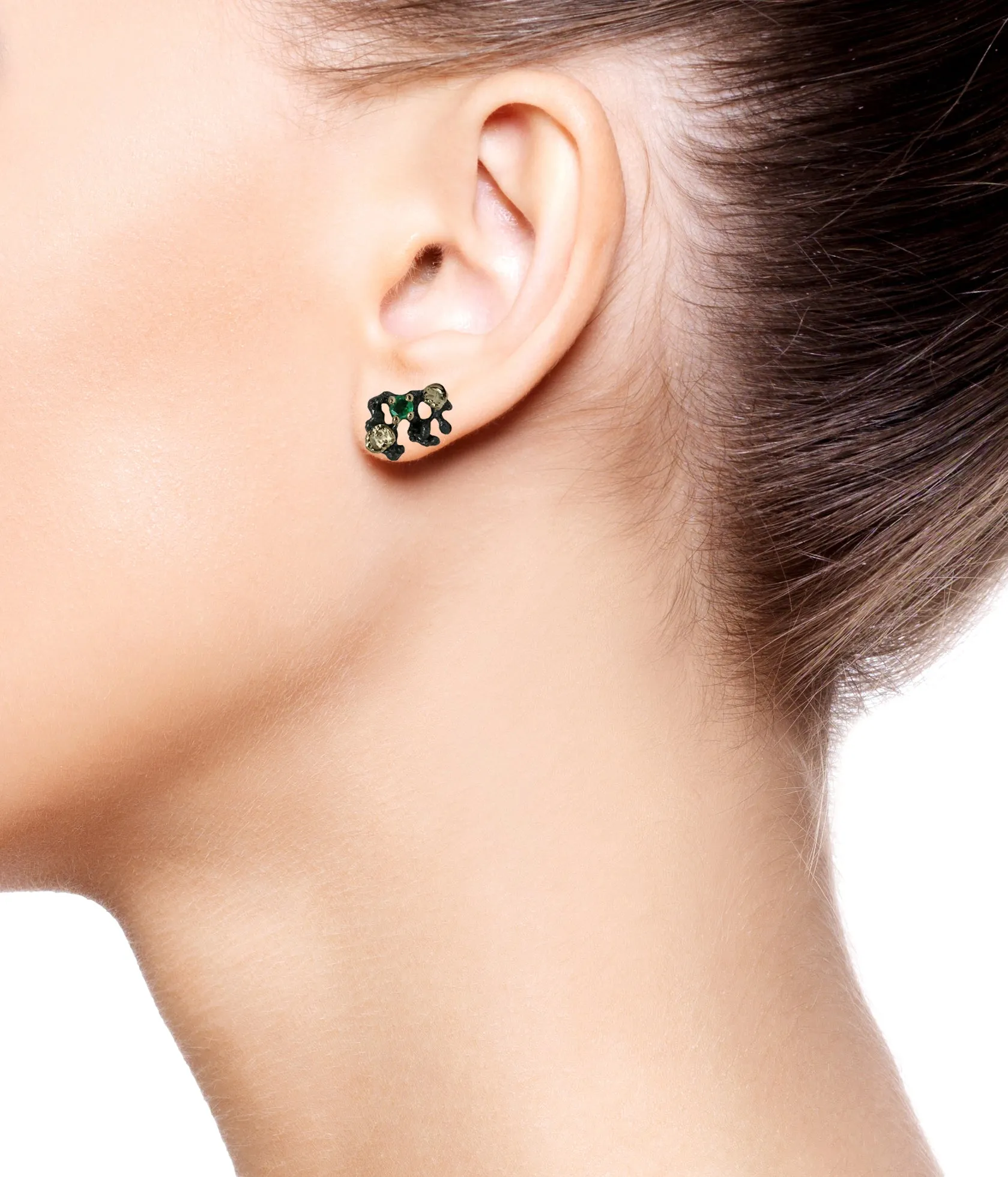 Scoria Earrings with Emerald