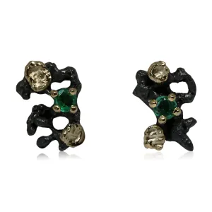 Scoria Earrings with Emerald