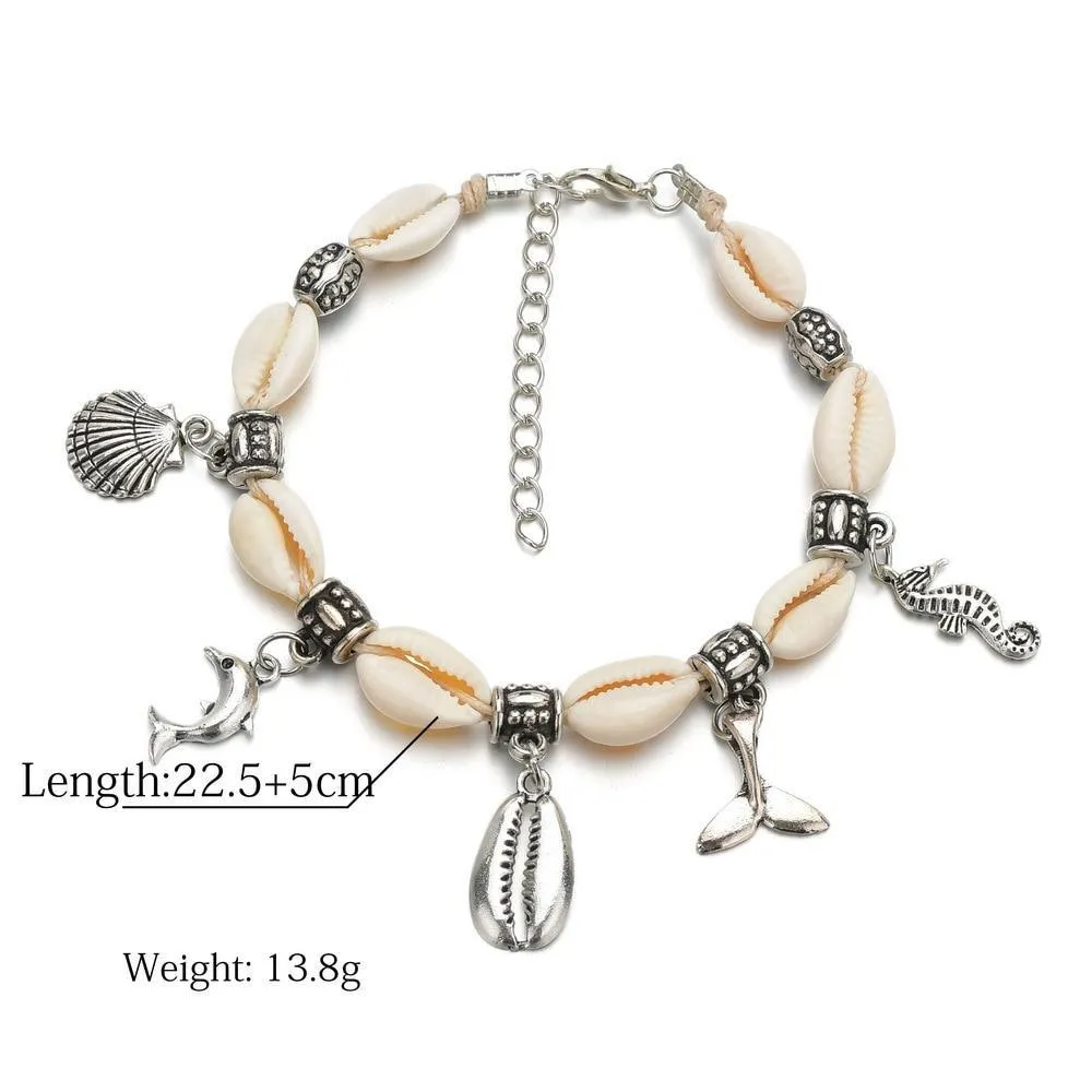 Sea Shell Anklets For Women Turtle Dolphin beads Ankle Bracelet Bohemian For Legs In Modern Luxury  Jewelry Style