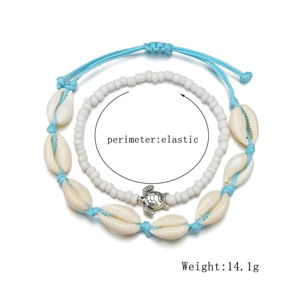 Sea Shell Anklets For Women Turtle Dolphin beads Ankle Bracelet Bohemian For Legs In Modern Luxury  Jewelry Style