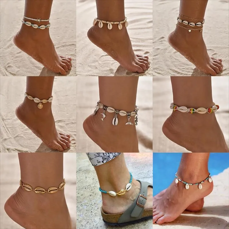Sea Shell Anklets For Women Turtle Dolphin beads Ankle Bracelet Bohemian For Legs In Modern Luxury  Jewelry Style