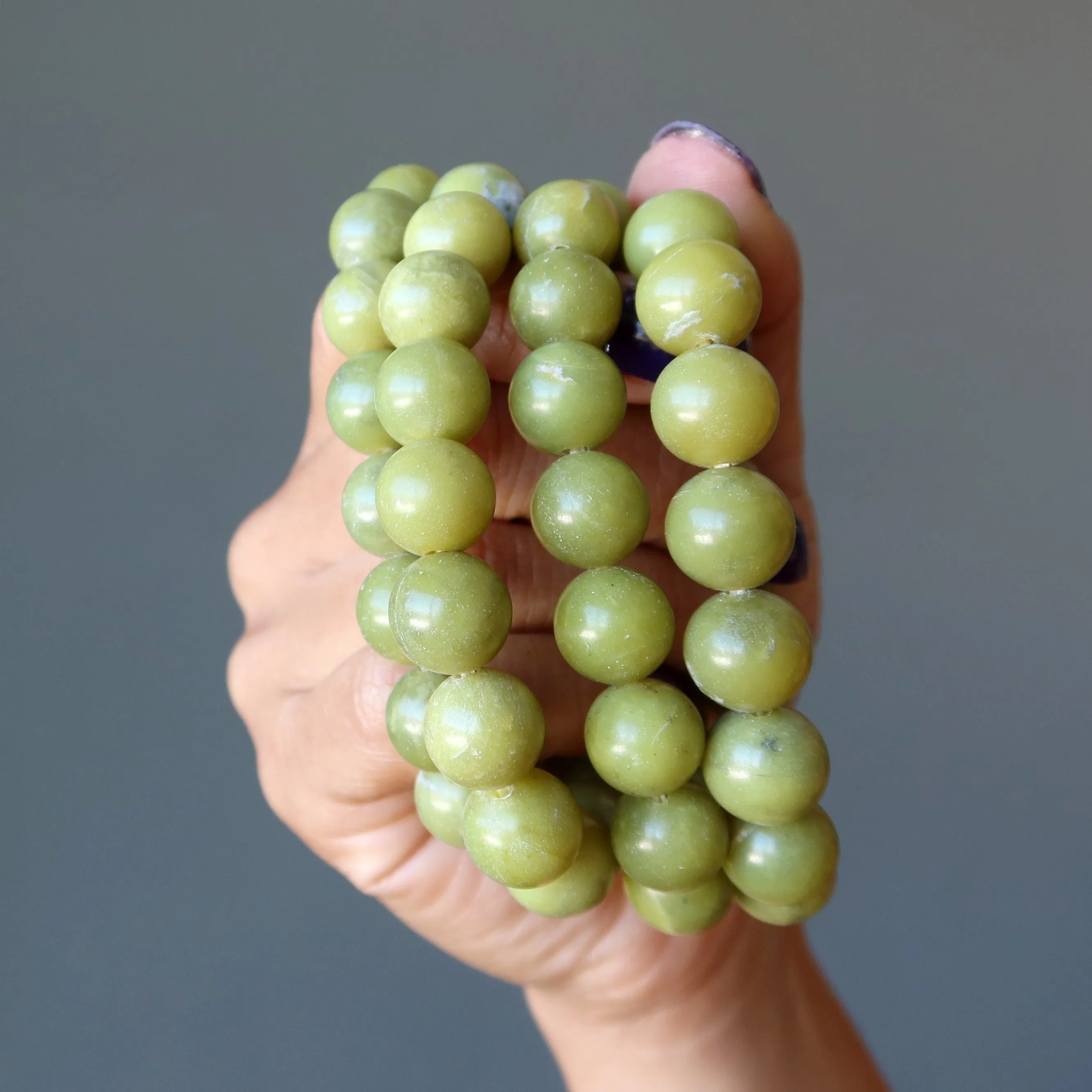 Serpentine Bracelet Olive Green Past Present Future Gem