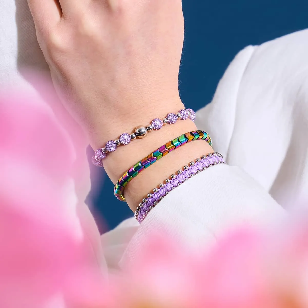 Serpentine | Rainbow Hematite x Spectrum x Unicorn Silver | Wave Bracelet