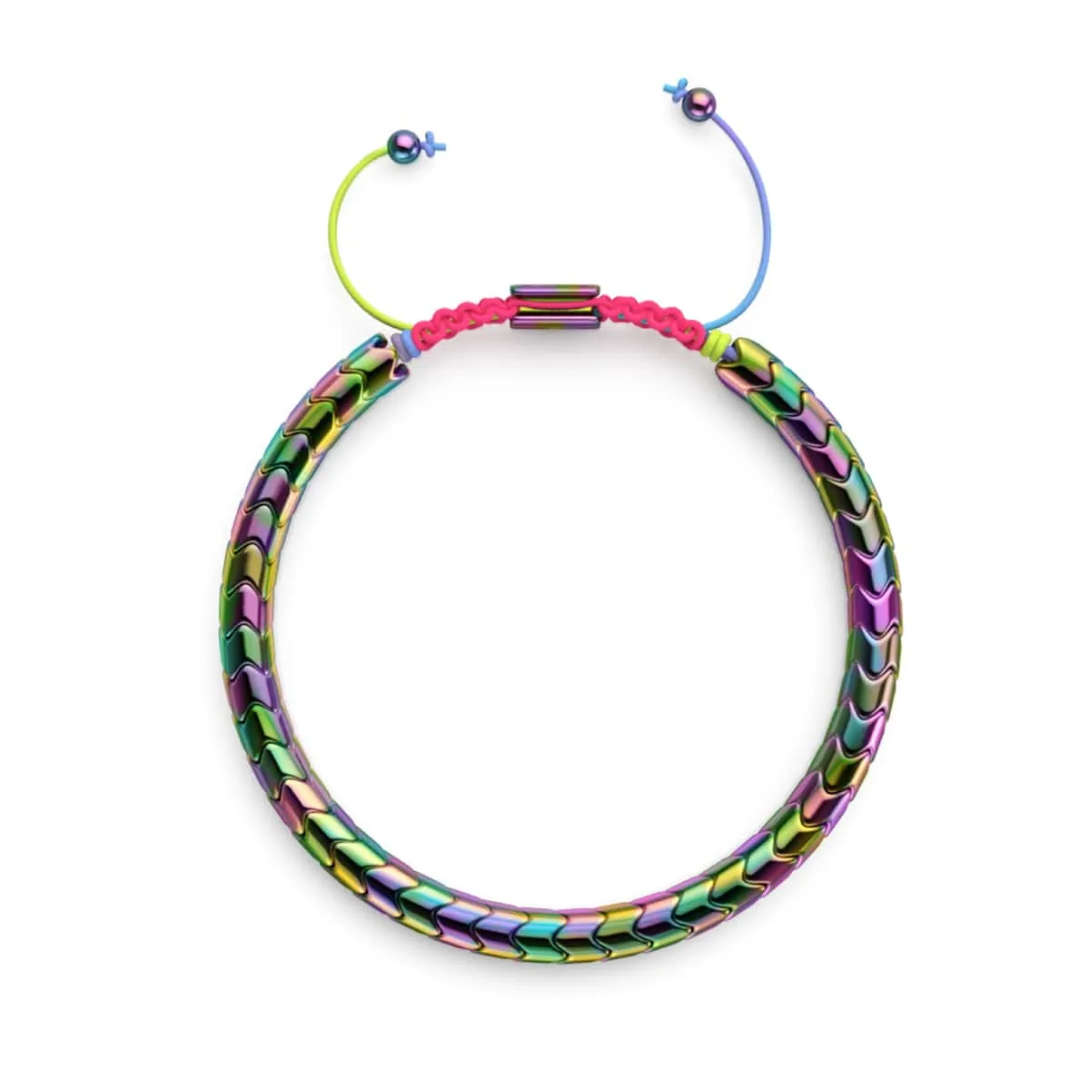 Serpentine | Rainbow Hematite x Spectrum x Unicorn Silver | Wave Bracelet