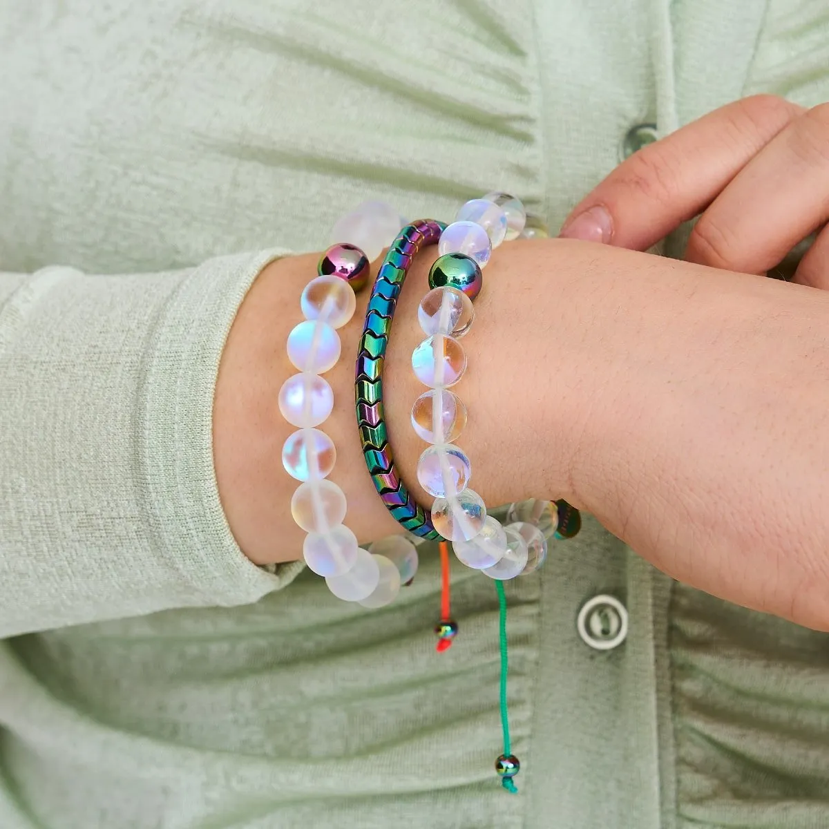 Serpentine | Rainbow Hematite x Spectrum x Unicorn Silver | Wave Bracelet
