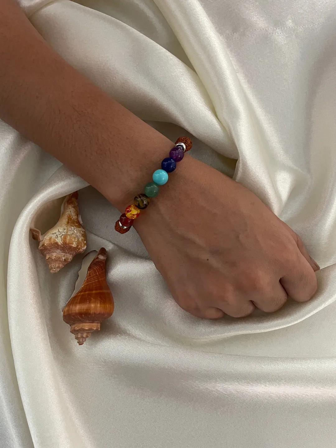 Seven Chakra Stones Rudraksha Bracelet