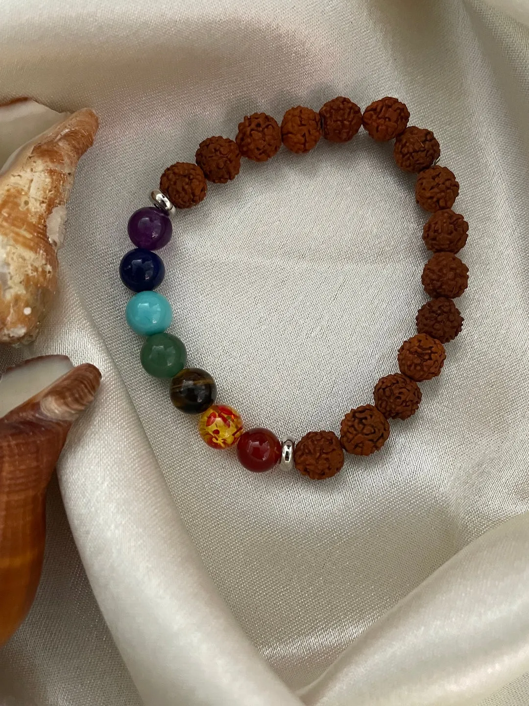Seven Chakra Stones Rudraksha Bracelet