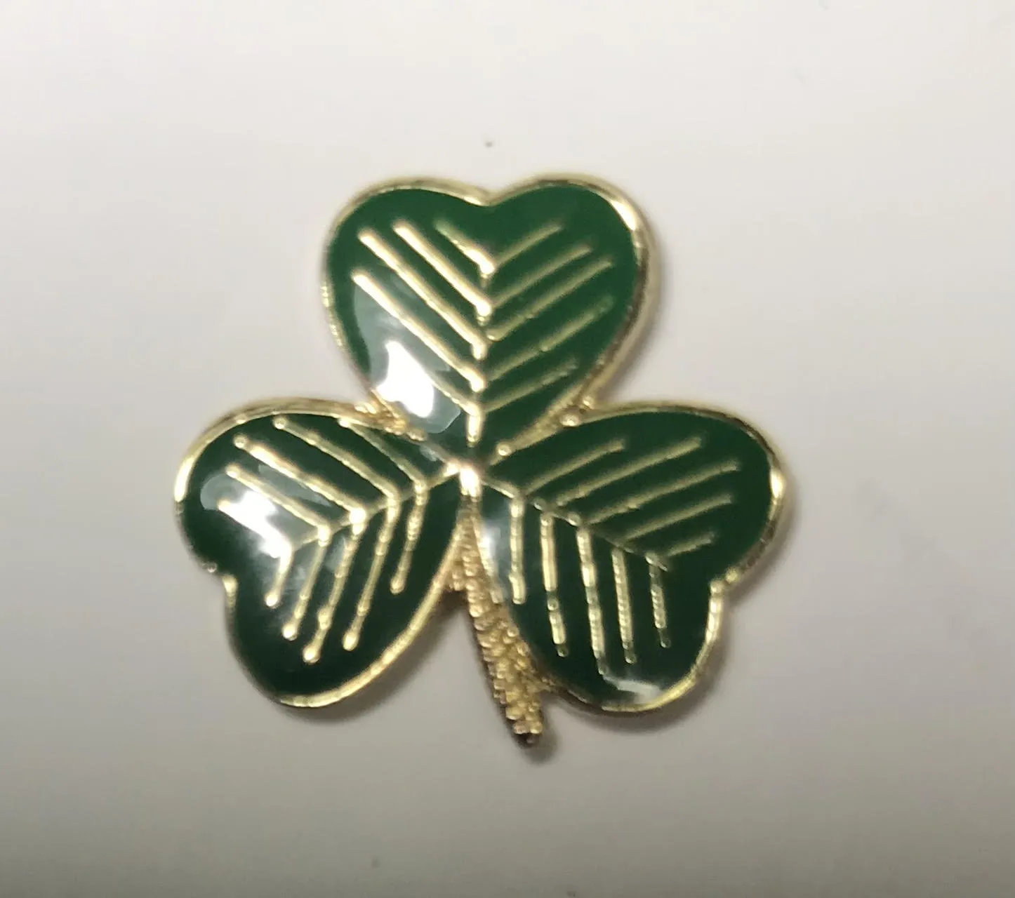 Shamrock Brooch Pin Green Enamelled