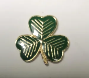 Shamrock Brooch Pin Green Enamelled