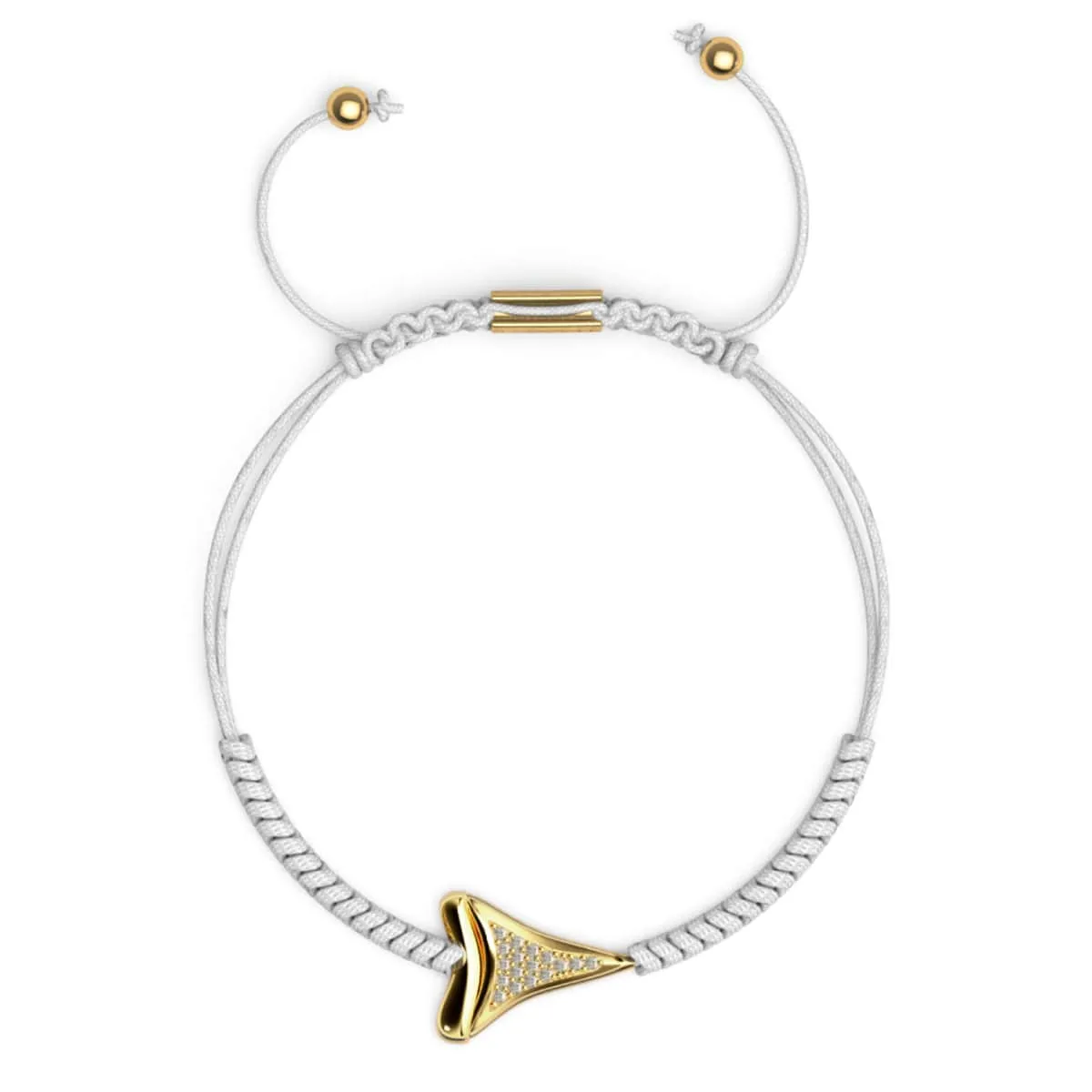 Shark Tooth White Macrame Bracelet by Lauren Howe | .925 Sterling Silver Gold Vermeil | Crystal