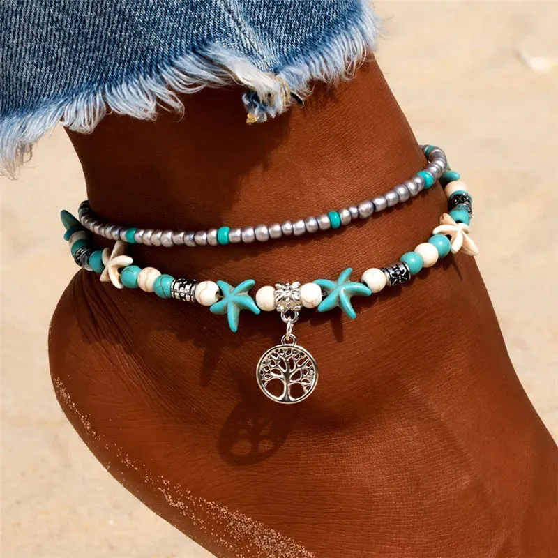Shell Beads Starfish Anklets for Women Beach Anklet Cute Handmade Bohemian Foot Chain Bracelet