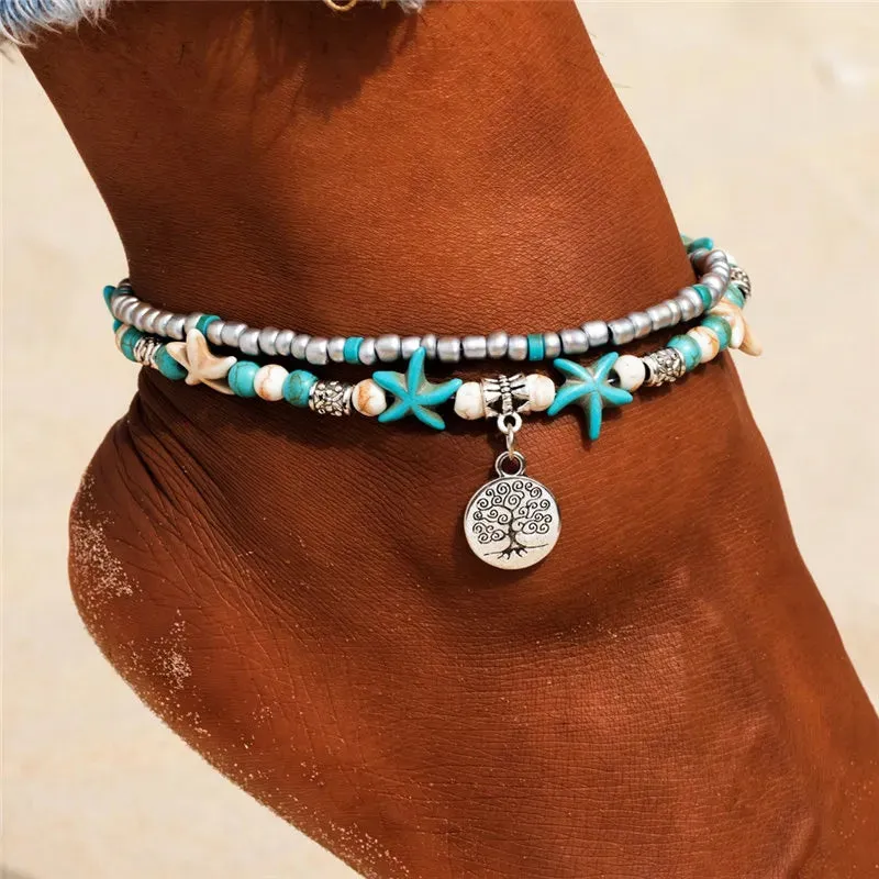 Shell Beads Starfish Anklets for Women Beach Anklet Cute Handmade Bohemian Foot Chain Bracelet