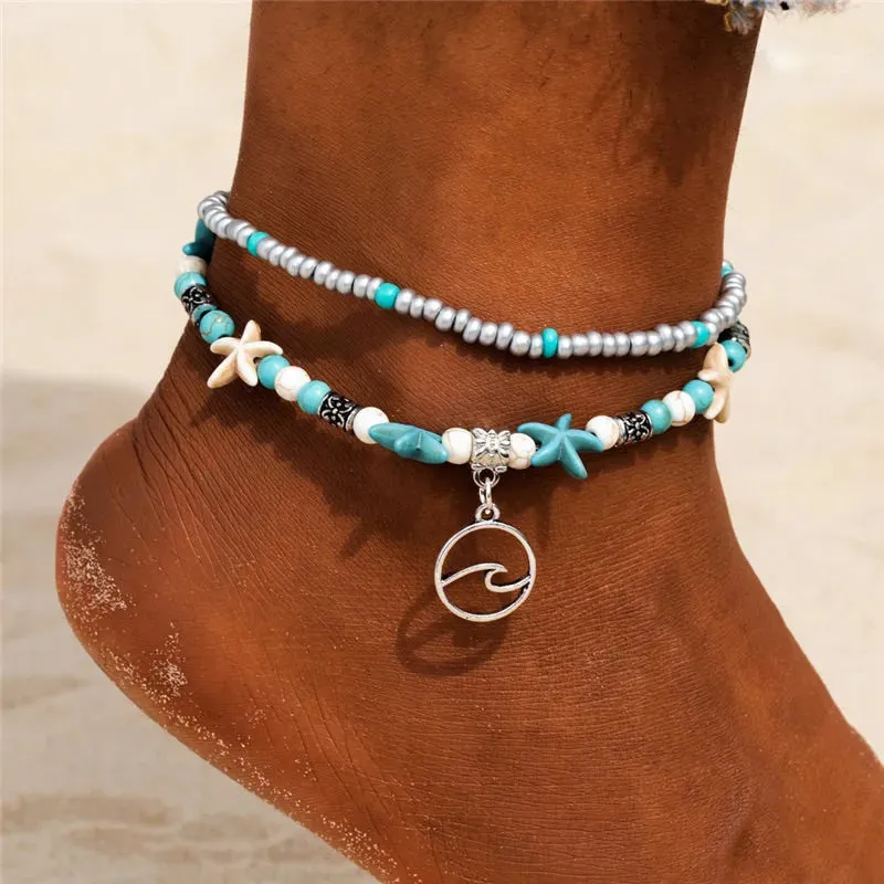 Shell Beads Starfish Anklets for Women Beach Anklet Cute Handmade Bohemian Foot Chain Bracelet