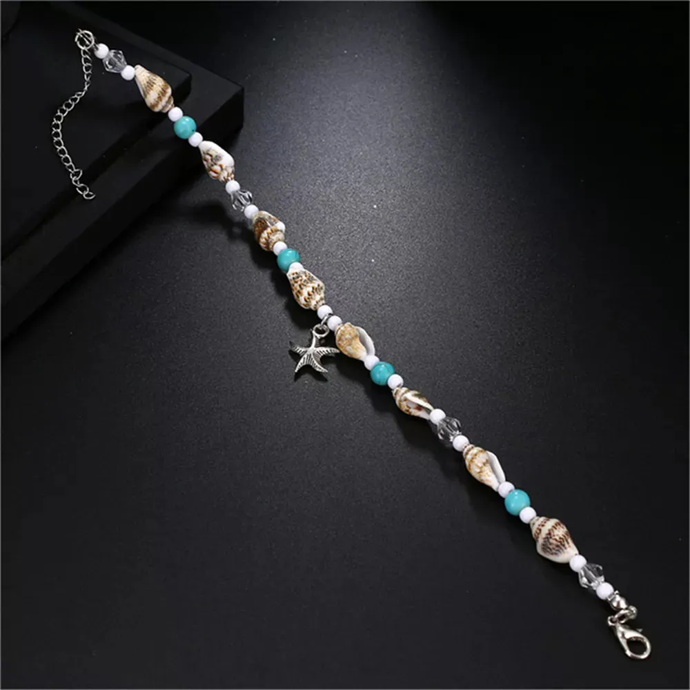 Shell Beads Starfish Anklets for Women Beach Anklet Cute Handmade Bohemian Foot Chain Bracelet